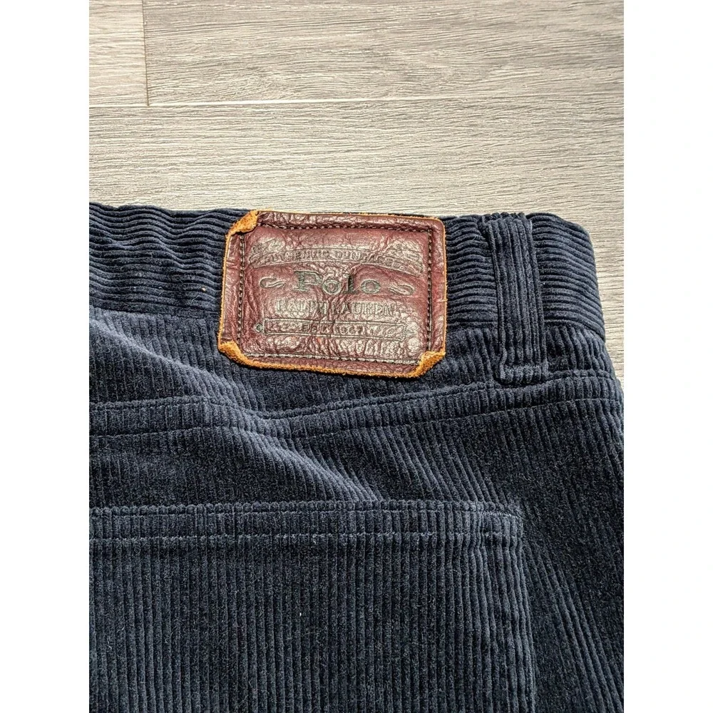 VTG Polo‎ Ralph Lauren Men's Dark Navy Blue Corduroy Stretch Pants Size 33x32